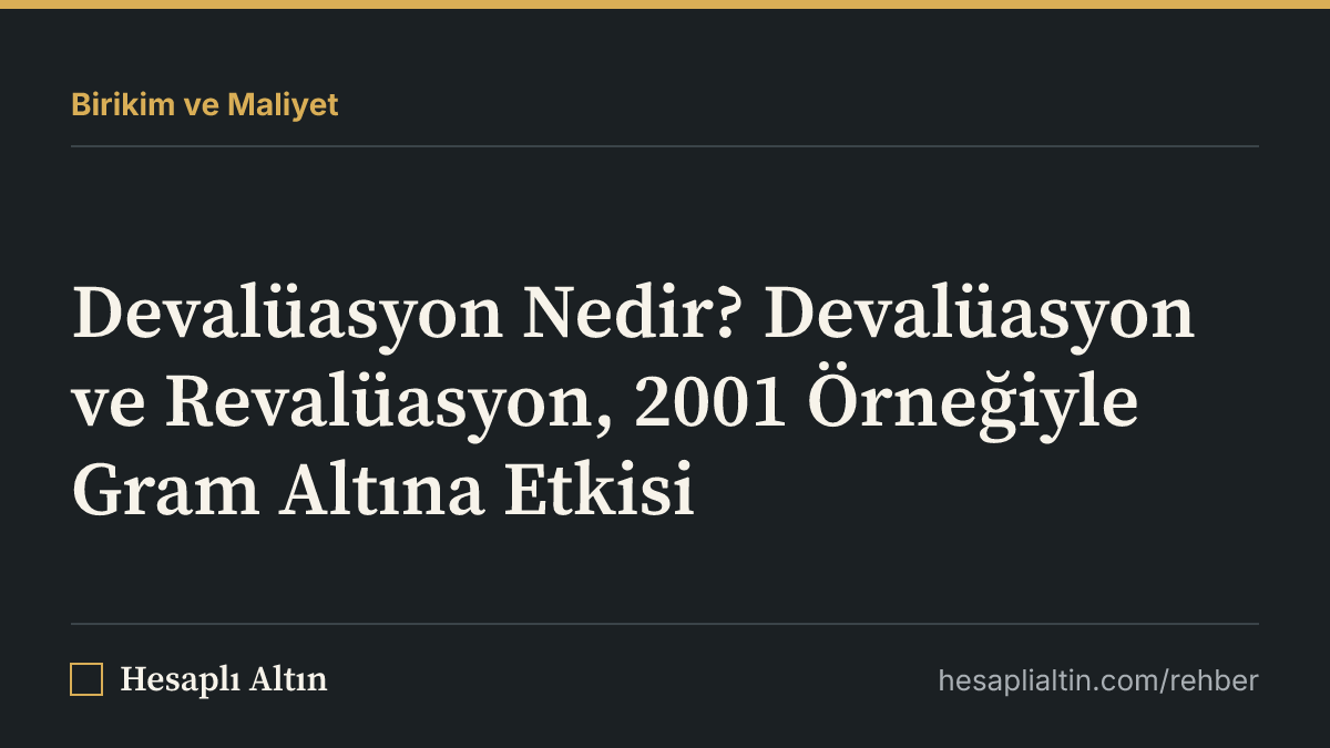 Devalüasyon Nedir? Devalüasyon ve Revalüasyon, 2001 Örneğiyle Gram Altına Etkisi
