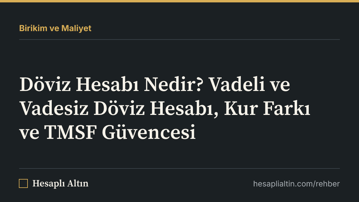Döviz Hesabı Nedir? Vadeli ve Vadesiz Döviz Hesabı, Kur Farkı ve TMSF Güvencesi